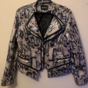 Snake Skin Print, Faux Leather Jacket